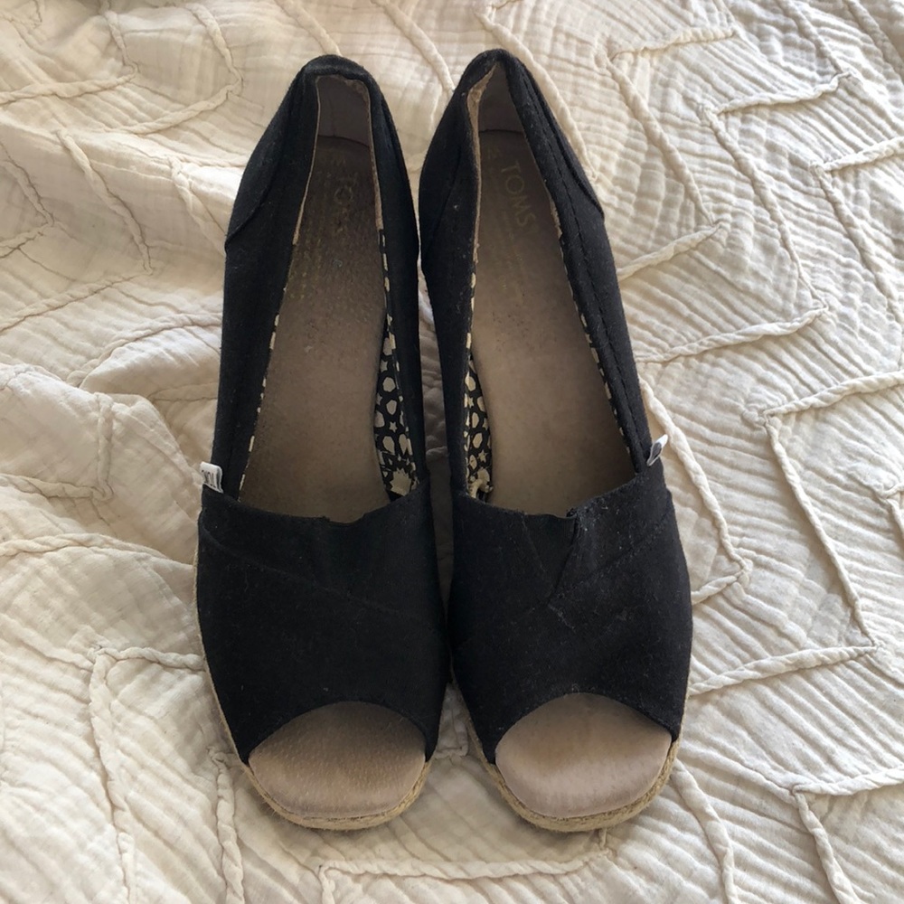 Black TOMS Wedges